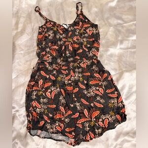 Black Floral Romper (with pockets!)